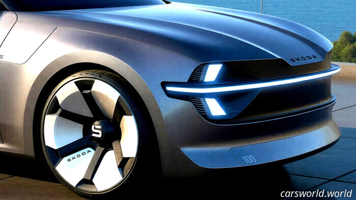 Седан Skoda Vision сохраняет компоновку двигателя, но лишается самого двигателя | Carscoops